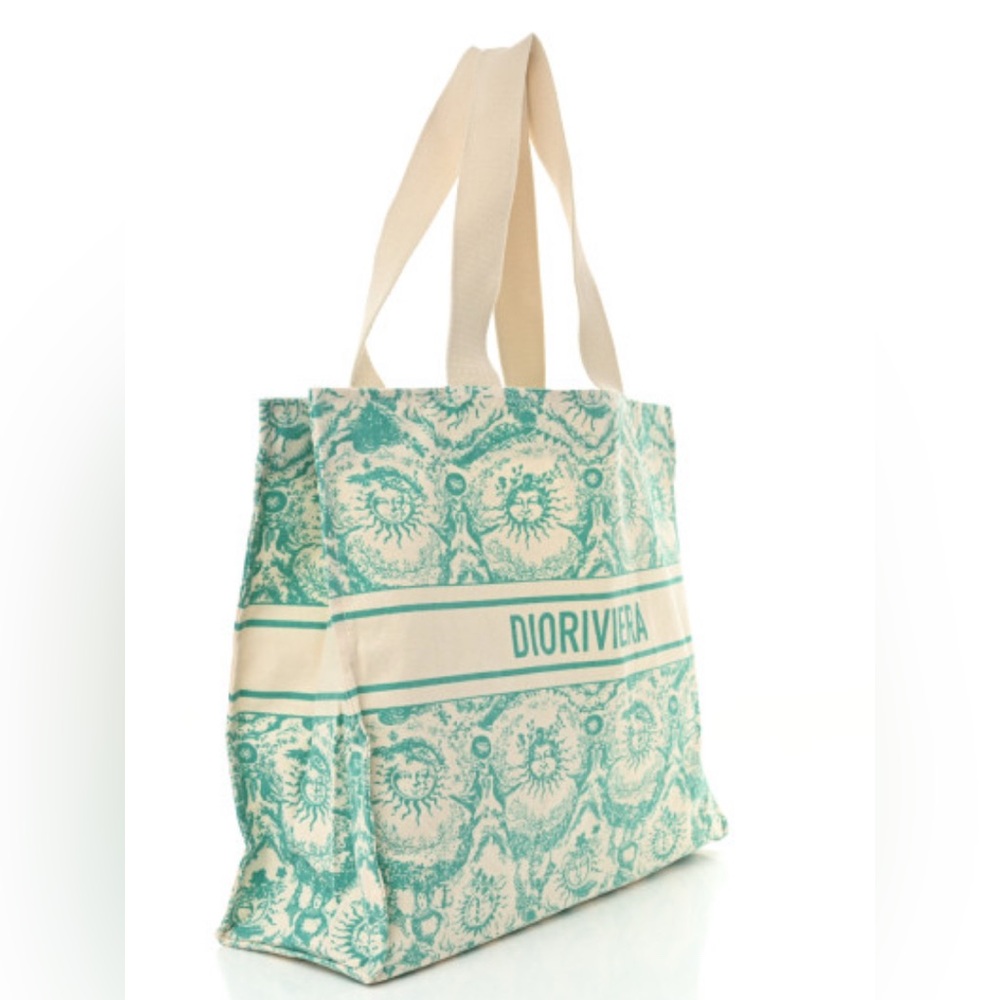 Dior Tote Christian Dior logo Aquamarine Soleil Bag NWT Dior LTD Teal Dioriviera - Picture 3 of 9